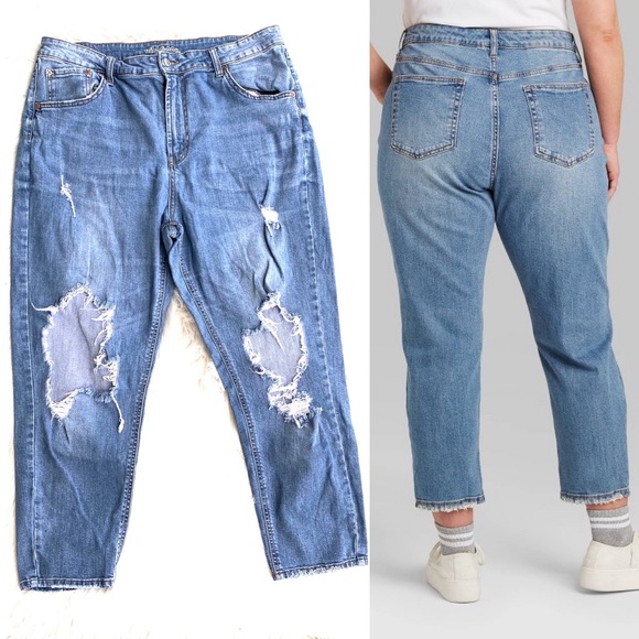 wild fable Denim - Wild Fable High Rise Mom Jean Plus Size Distressed